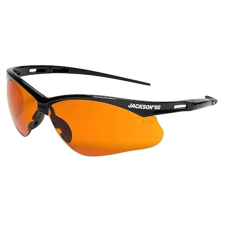 Jackson Safety Safety Glasses, Anti-Scratch, Blue Shield Lens, Black Frame, Half-Frame 50005